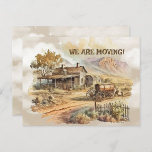 Old West Scene We are Moving Postcard