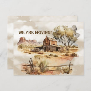 Old West Scene We are Moving Postcard