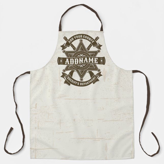Old West Sheriff Deputy Rifles Badge Personalised Apron (Front)