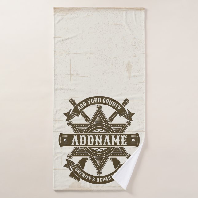 Old West Sheriff Deputy Rifles Badge Personalised Bath Towel Set (Bath Towel)