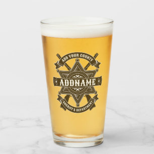 Old West Sheriff Deputy Rifles Badge Personalised Glass