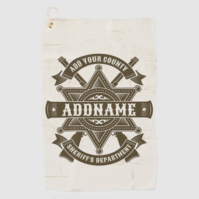 Old West Sheriff Deputy Rifles Badge Personalised Golf Towel (Front)