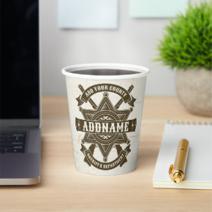 Old West Sheriff Deputy Rifles Badge Personalised Paper Cups