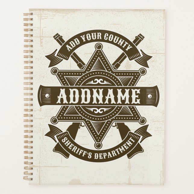 Old West Sheriff Deputy Rifles Badge Personalised Planner (Front)