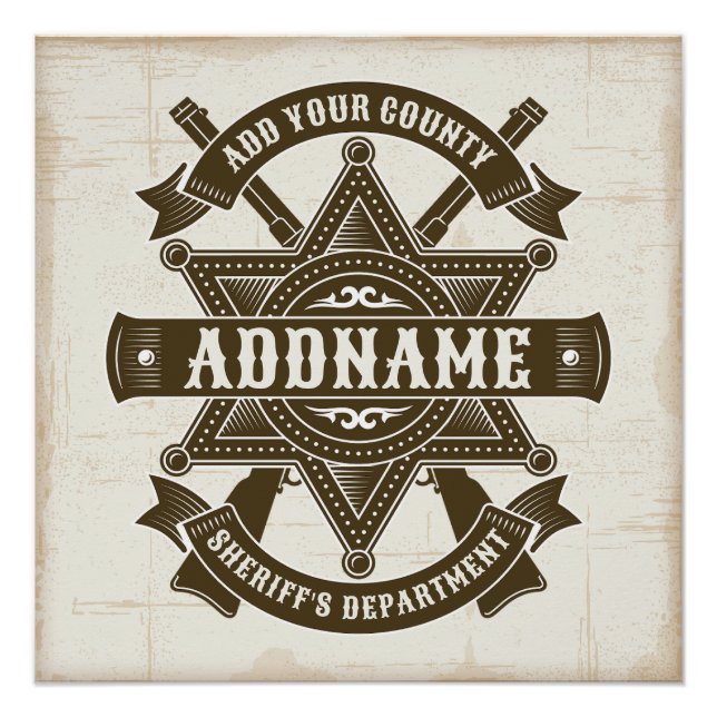 Old West Sheriff Deputy Rifles Badge Personalised Poster (Front)