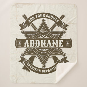 Old West Sheriff Deputy Rifles Badge Personalised Sherpa Blanket