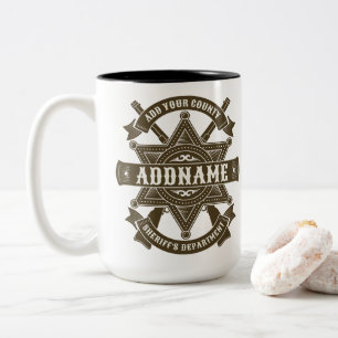 Old West Sheriff Deputy Rifles Badge Personalised Two-Tone Coffee Mug