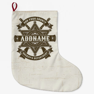 Old West Sheriff Deputy Rifles Badge Personalized Large Christmas Stocking
