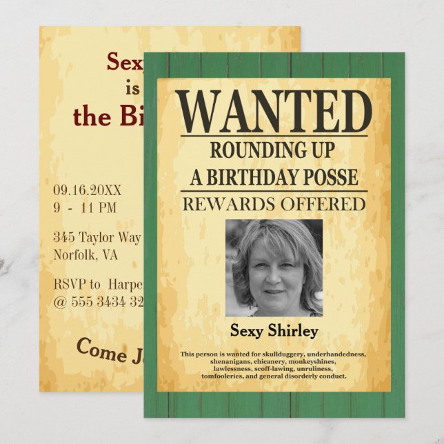 Old West Wanted Poster Womens 🤠 50th Birthday  Invitation (Front/Back)