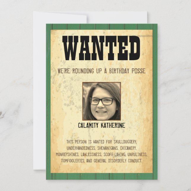Old West Wanted Poster Womens 🤠 50th Birthday  Invitation (Front)