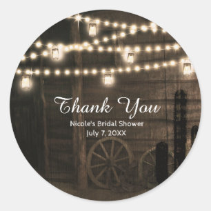 Old Western Saloon & Lights Rustic Wedding Favour Classic Round Sticker