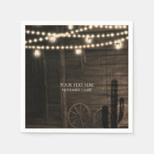 Old Western Saloon & Lights Rustic Wedding Napkin