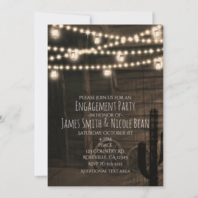 Old Western Saloon Rustic Wedding Engagement Invitation (Front)
