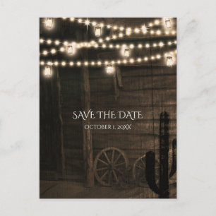 Old Western Saloon Rustic Wedding Save The Date Announcement Postcard