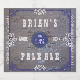 Old Western Saloon Rustic Wood Craft Homebrewing Beer Bottle Label