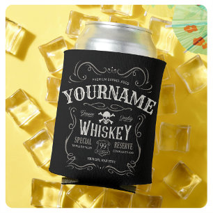Old Whiskey Label Personalised Vintage Liquor Bar  Can Cooler
