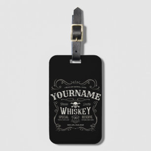 Old Whiskey Label Personalised Vintage Liquor Bar  Luggage Tag