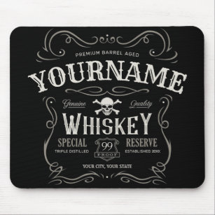 Old Whiskey Label Personalised Vintage Liquor Bar  Mouse Mat