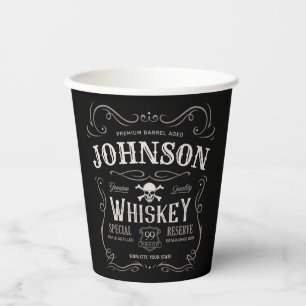 Old Whiskey Label Personalised Vintage Liquor Bar  Paper Cups
