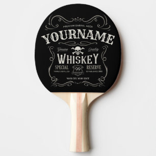 Old Whiskey Label Personalised Vintage Liquor Bar  Ping Pong Paddle