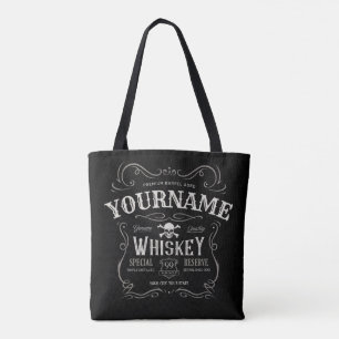 Old Whiskey Label Personalised Vintage Liquor Bar Tote Bag