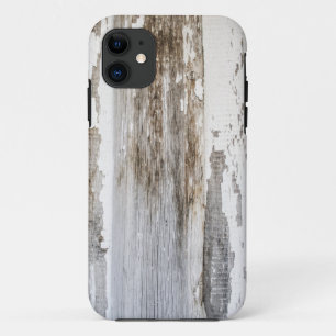 Old white paint wooden wall texture iPhone 11 case