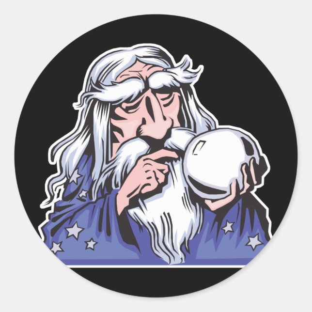 old white wizard merlin classic round sticker (Front)