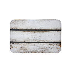 Old white wood bath mat
