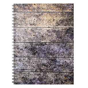 Old white wooden texture background. Colour stain Notebook