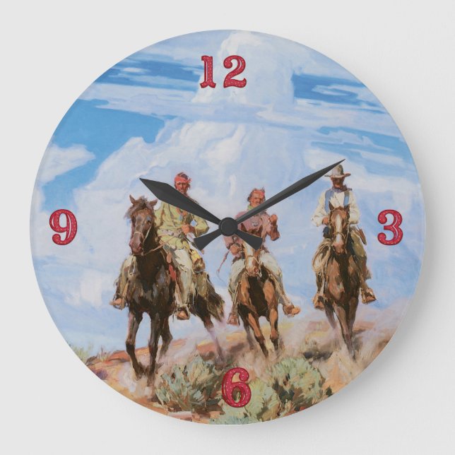 Old Wild West Theme Cowboys Clock (Front)