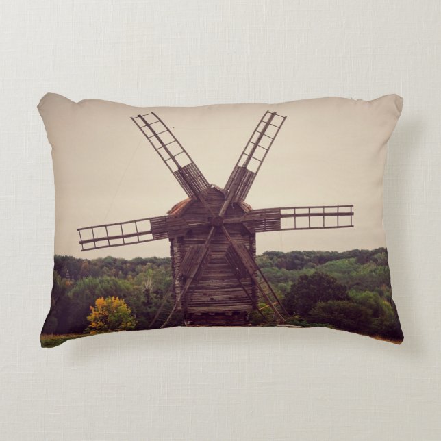 Old windmill. Autumn landscape. Ukrainearchitectur Decorative Cushion (Front)