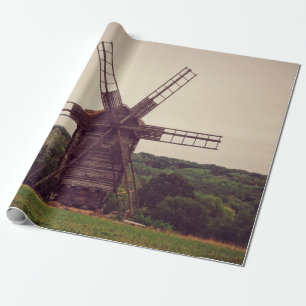 Old windmill. Autumn landscape. Ukrainearchitectur Wrapping Paper
