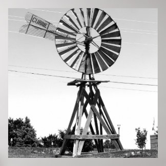 Old Windmill Black White Photography Farmhouse Art Poster