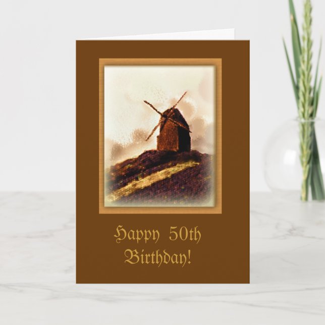 Old Windmill Custom Birthday Card (Front)