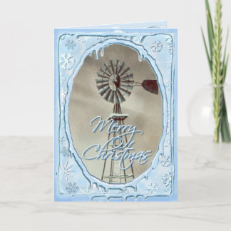 OLD WINDMILL & ICICLES by SHARON SHARPE Holiday Card