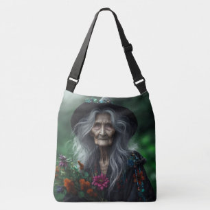 Old Witch Gathering Herbs for Potions Crossbody Bag