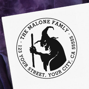 Old witch Halloween return address Rubber Stamp