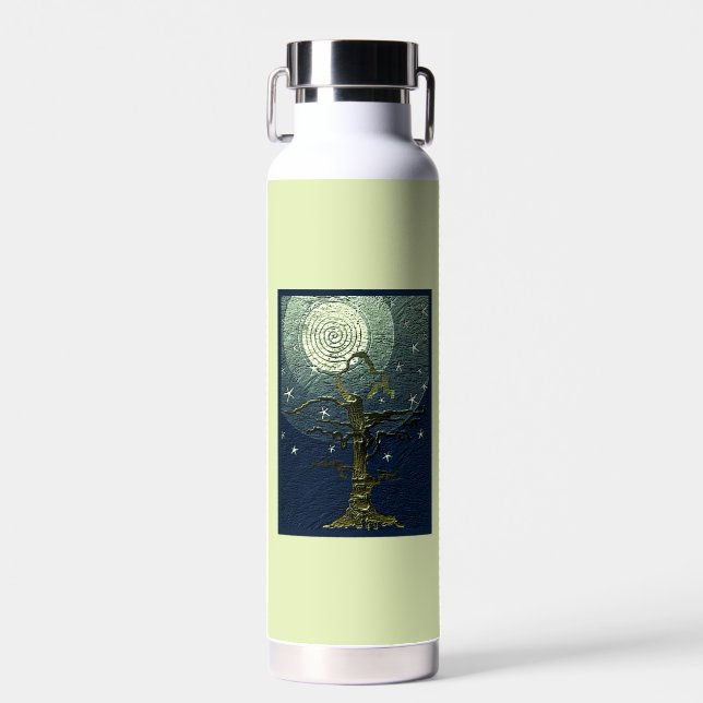 Old Withered Tree Moon & Stars  Y Water Bottle (Front)