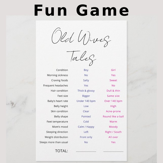Old Wives Tales Game Baby Shower party game (Creator Uploaded)