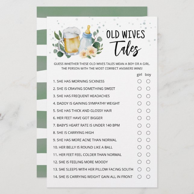 Old Wives Tales Game Greenery Baby Is Brewing (Front/Back)