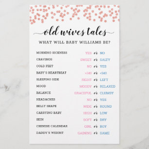 Old Wives Tales Gender Reveal Baby Shower Card