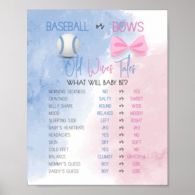 Old Wives Tales gender reveal sign (Front)