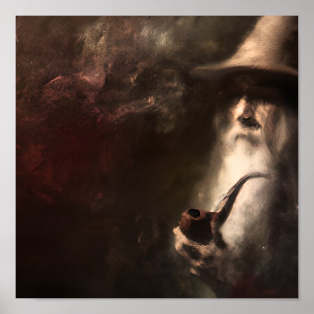 Old Wizard Smoking A Pipe Poster (Front)