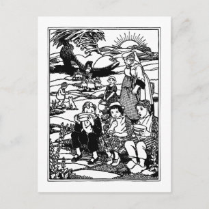 Old Woman and Shoe House Nursery Rhyme Postcard