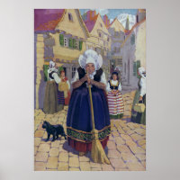 Old Woman, Cat and Broom Nursery Rhyme