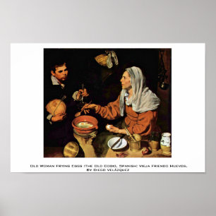 Old Woman Frying Eggs (The Old Cook) Poster