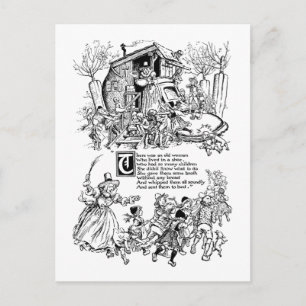 Old Woman in a Shoe Nursery Rhyme Postcard