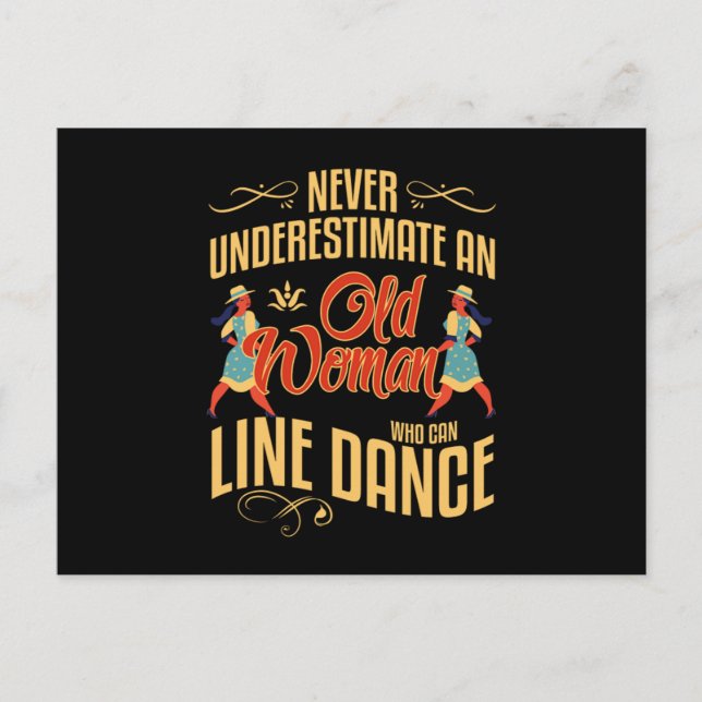 Old Woman Line Dancer Dancing Country Music Gift Postcard (Front)