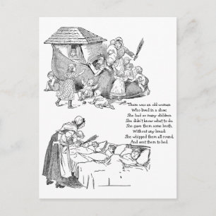 Old Woman Living in Shoe Nursery Rhyme Postcard