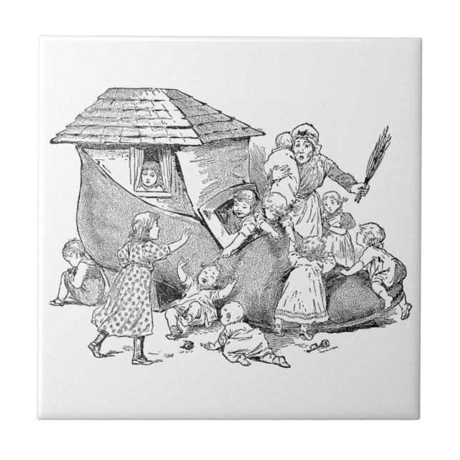 Old Woman Living in Shoe Nursery Rhyme Tile (Front)